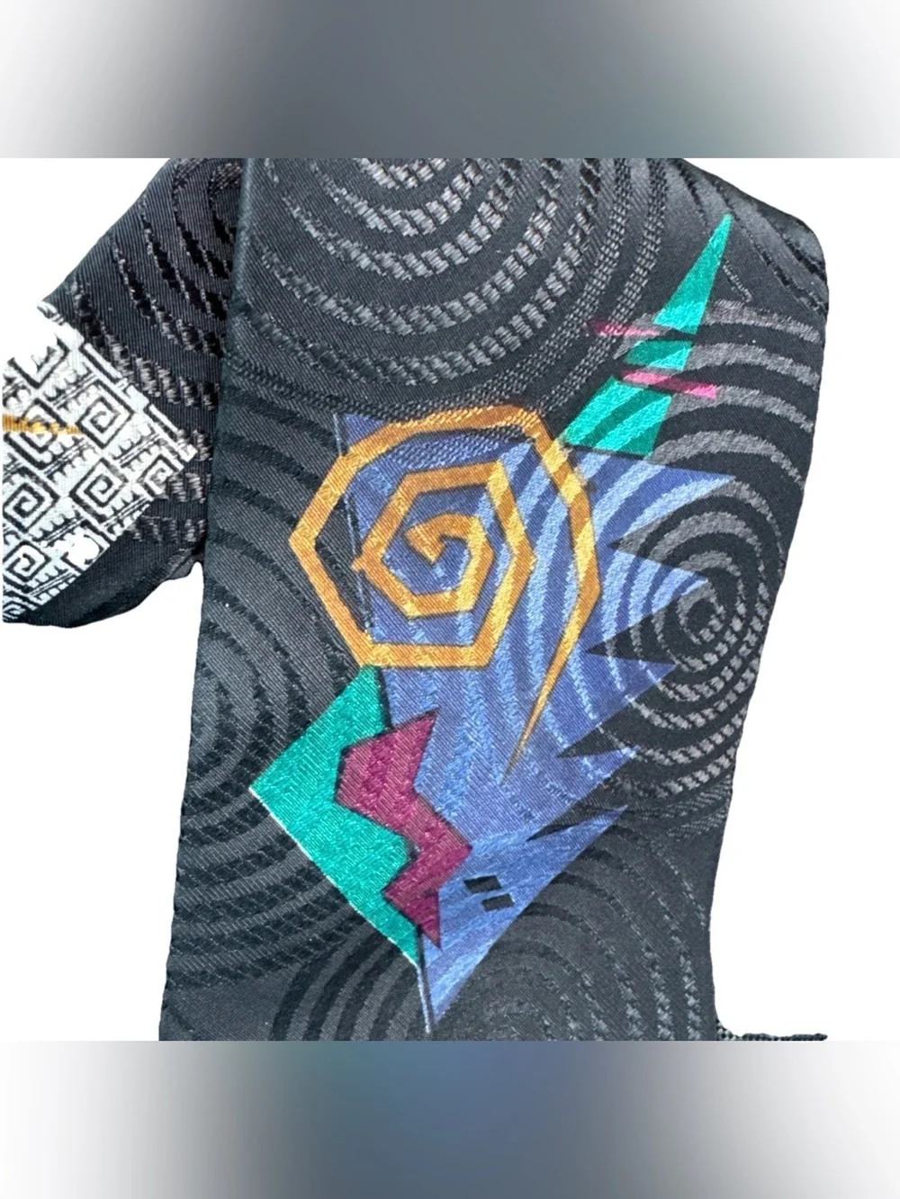 Impact‎ Groove Thing Tie Polyester Retro Design Black Polyester Made In USA 80s